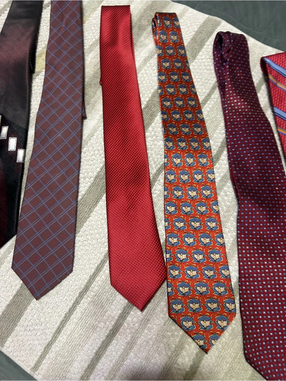 Lot of Seven Ties - Red & Burgundy
